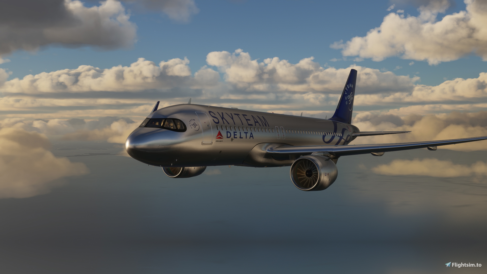 A320 Delta Airlines Skyteam silver livery 8K - Image 1