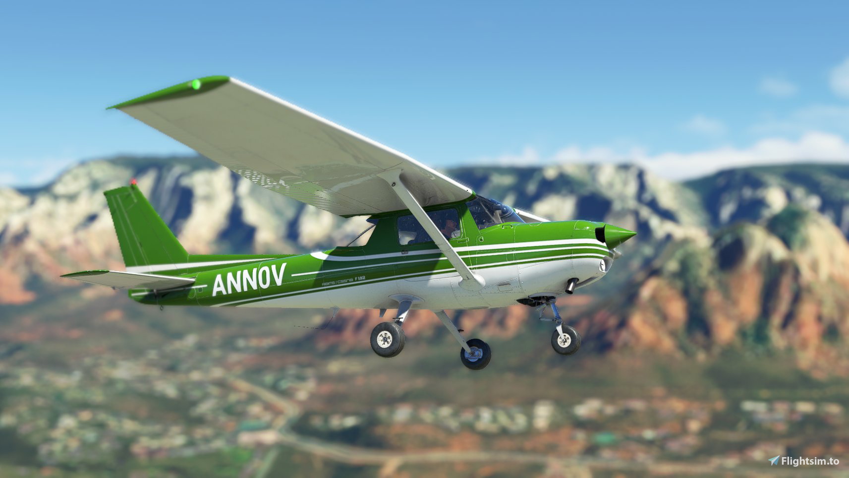 WBSim/JPLogistics Cessna 152 Reims Green Livery (clean & used & Fairing) - Image 1