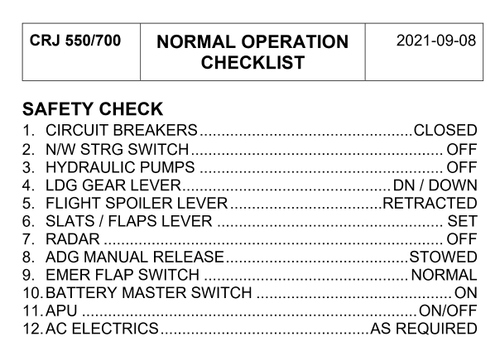 Canadair CRJ-700 Tablet Optimized Checklist PDF