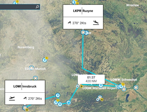 Travel from Innsbruck to Prague.