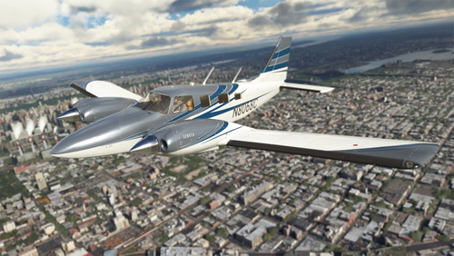 Blue and Grey Curved Livery for Carenado Seneca
