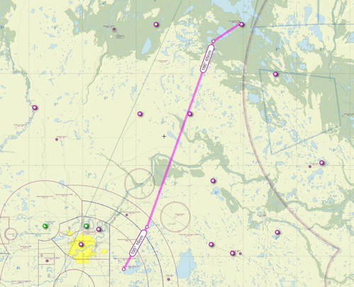 Flightplans Cooking Lake AB. to Lac La Biche AB