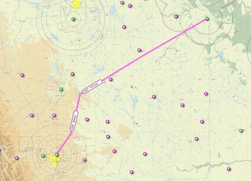IFR Flightplan Route Calgary Intl. to Lloydminster Alberta