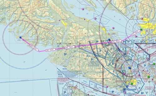 IFR GPS Flightplan Route Vancouver to Tofino