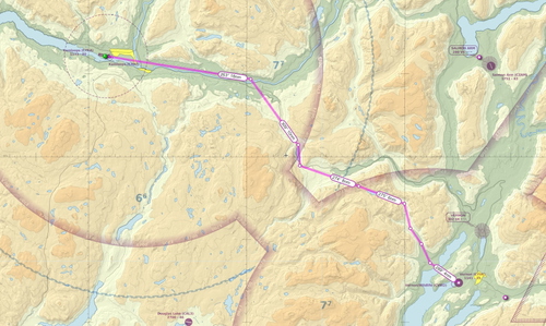 VFR Flightplan GPS route Kamloops BC to Vernon BC