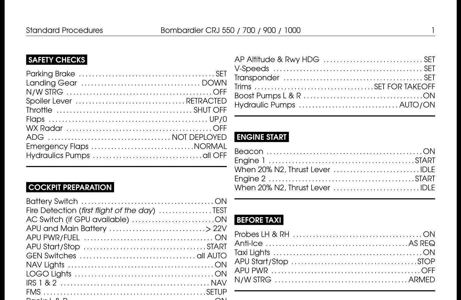 Aerosoft CRJ 550/700/900/1000 Checklist/Procedure  - Image 1