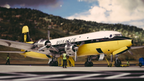 PMDG DC-6B Monarch Airlines 1970s (Fictional)