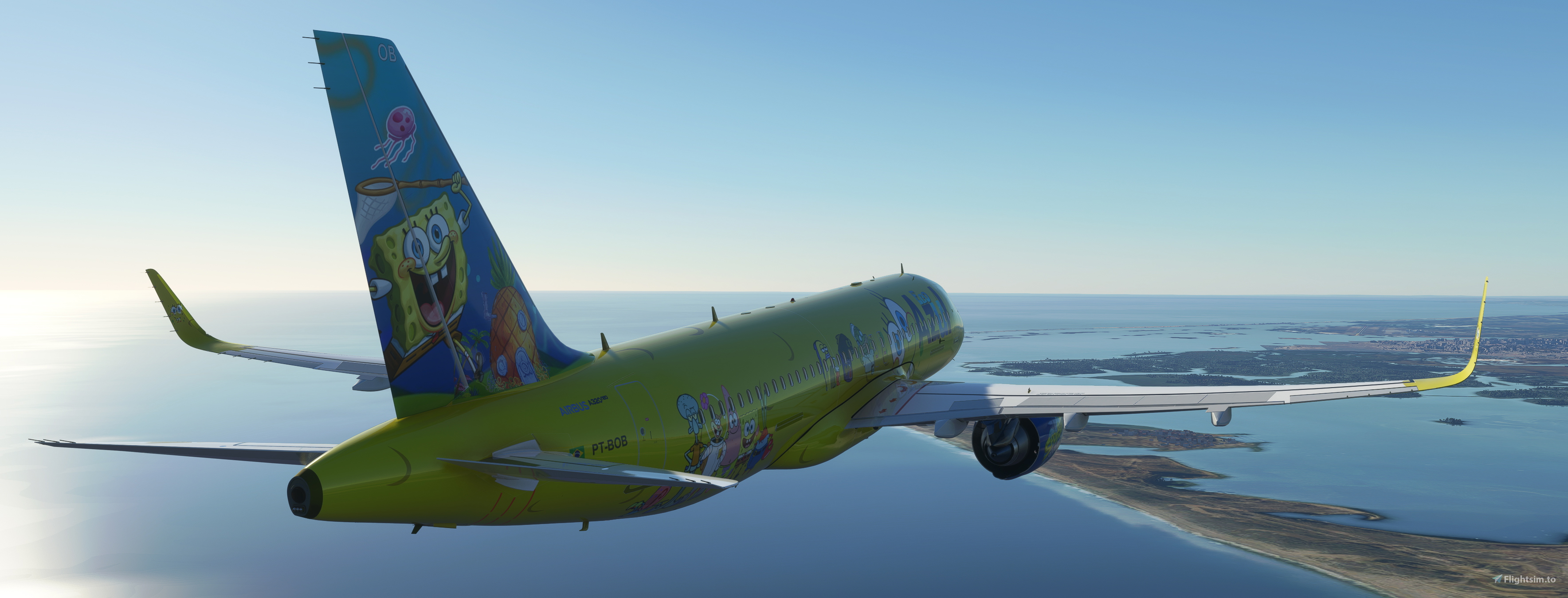 A32NX] SpongeBob Azul Eco livery (PT-BOB) A320NX [8K] for