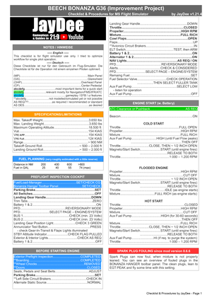 Bonanza G36 - JayDee´s Checklist & Procedures (PDF) thumbnail 2