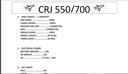 CRJ 700/550 Checklist for beginners