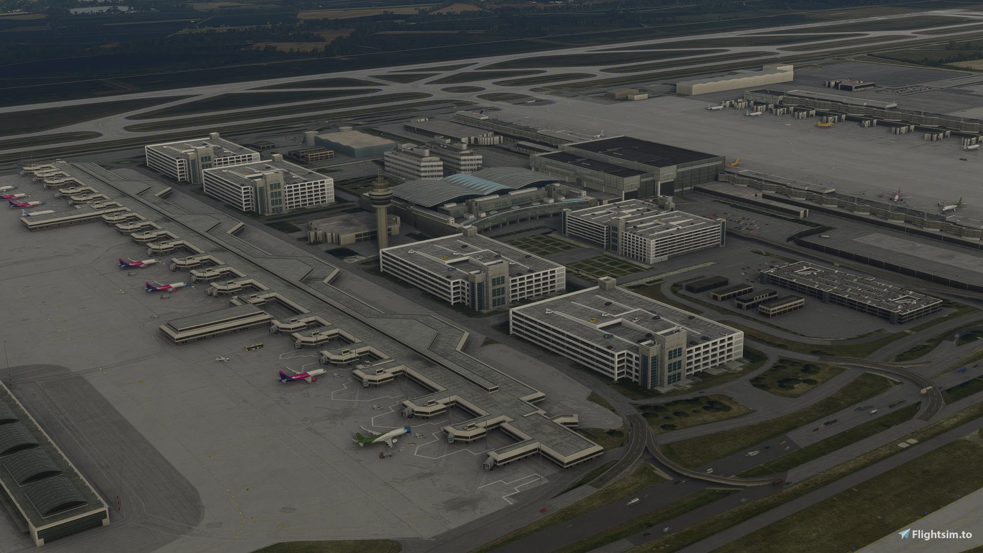 EDDM - Munich International Airport: Buildings and night light enhancement - Image 1