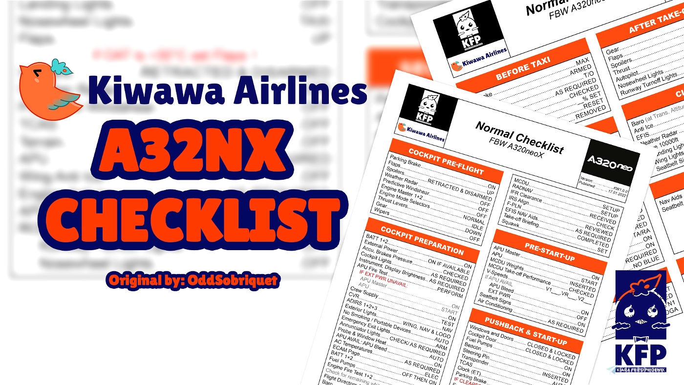 Kiwawa Airlines Checklist Microsoft Flight Simulator