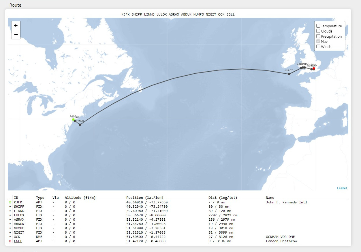 KJFK to EGLL