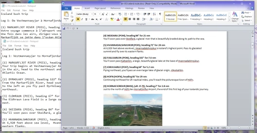 Nav log extracts for the official bush trips