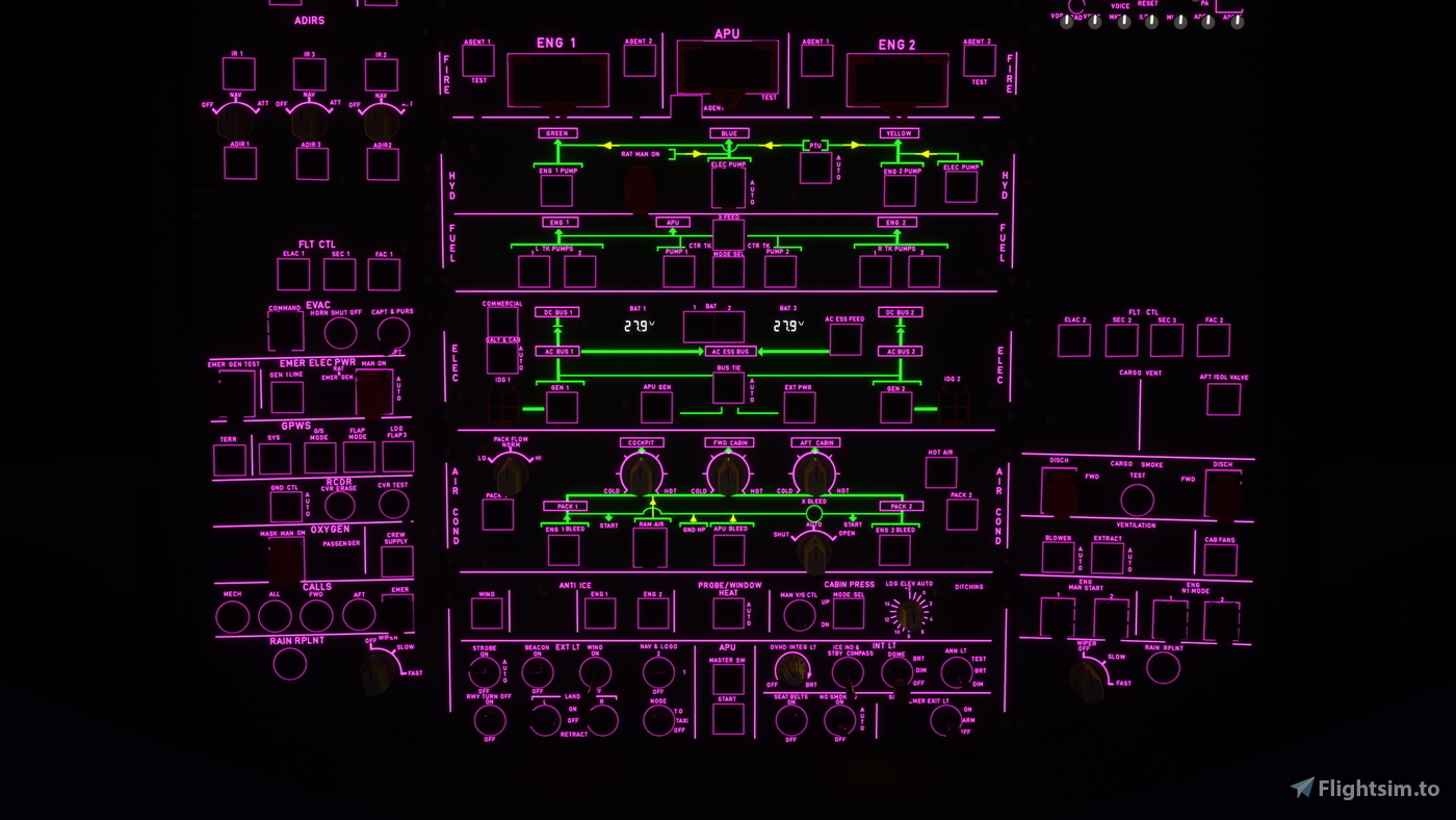 Pink Cockpit lights and White LCD for FBW A32NX for Microsoft Flight ...