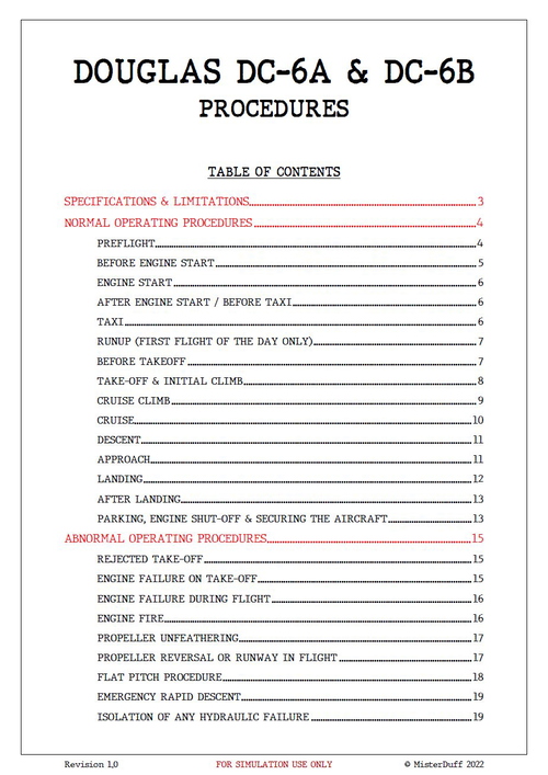 PMDG DC-6 Normal and Emergency Procedures