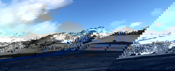 [Landing on the challenging, sloped runway of Courchevel]