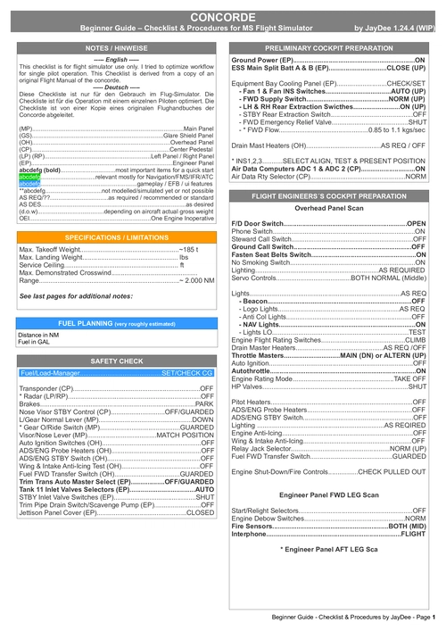 Concorde - Guide Checklist & Procedures (WIP)