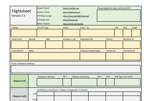 Flightsheet IVAO/VATSIM Worksheet Notepad