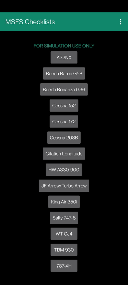 MSFS Checklists for Android