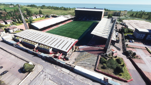 Pittodrie Stadium in Aberdeen, Scotland, UK