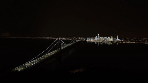 San Francisco - Oakland Bay Bridge Enhanced Night Lighting, San Francisco Bay Area, CA