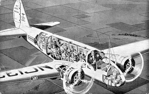 Self Loading Cargo Boeing247D Cabin Layout 10 seats 1 flight attendant