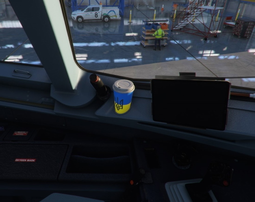 Ukrainian Flag and Tryzub Ukraine Coffee Cup FlyByWire A320
