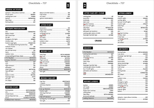 PMDG737 Checklists (full shutdown and Transit lists) - Transair v1.11 (Full) and v1.11 (Transit)