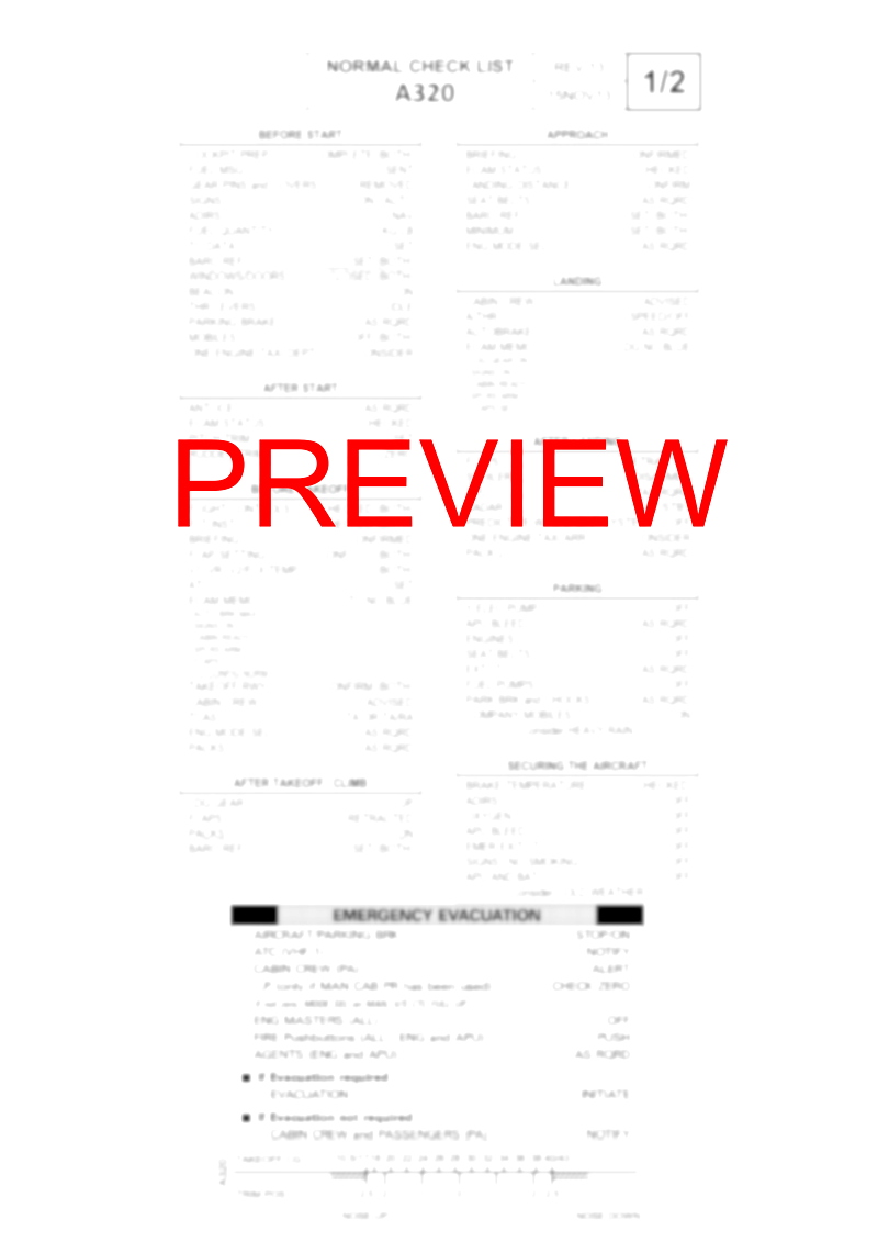 Checklists for Fenix Simulations A320 on Microsoft Flight Simulator