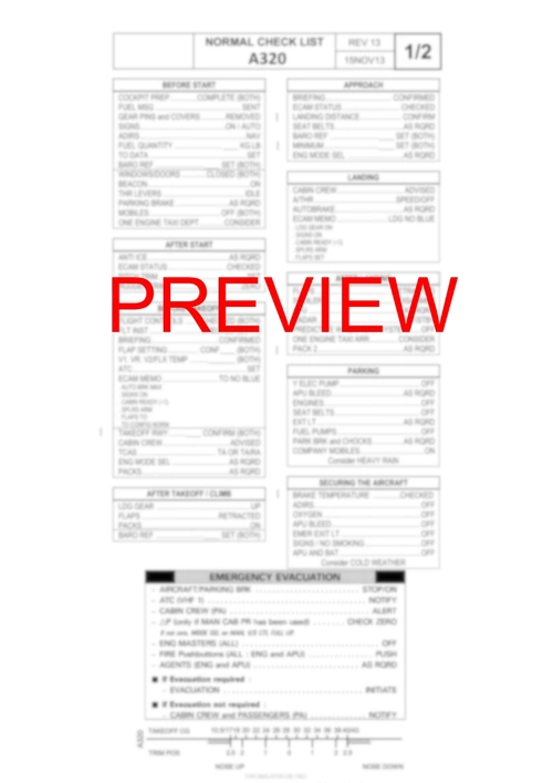 A320 CEO Normal Checklist