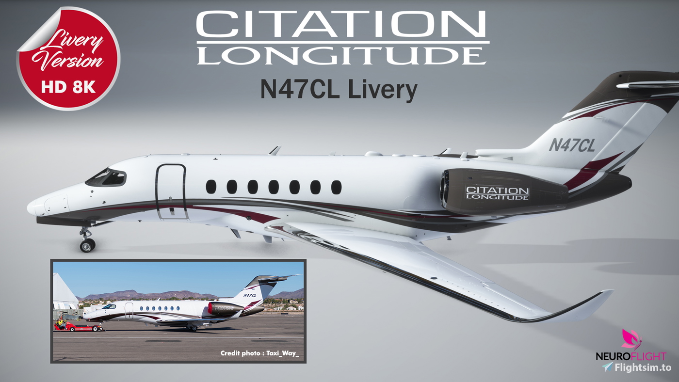 Asobo Citation Longitude N47CL Livery [8K] 对于 Microsoft Flight ...