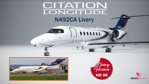 Asobo Citation Longitude N492CA livery 8K [by request]