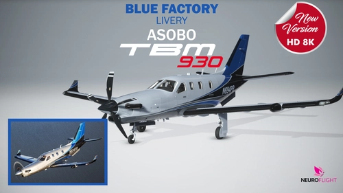 Blue Factory livery for ASOBO DAHER TBM 930 [8K]