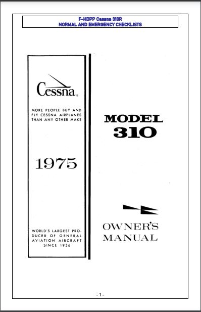 C310R Normal & Emergency Checklists