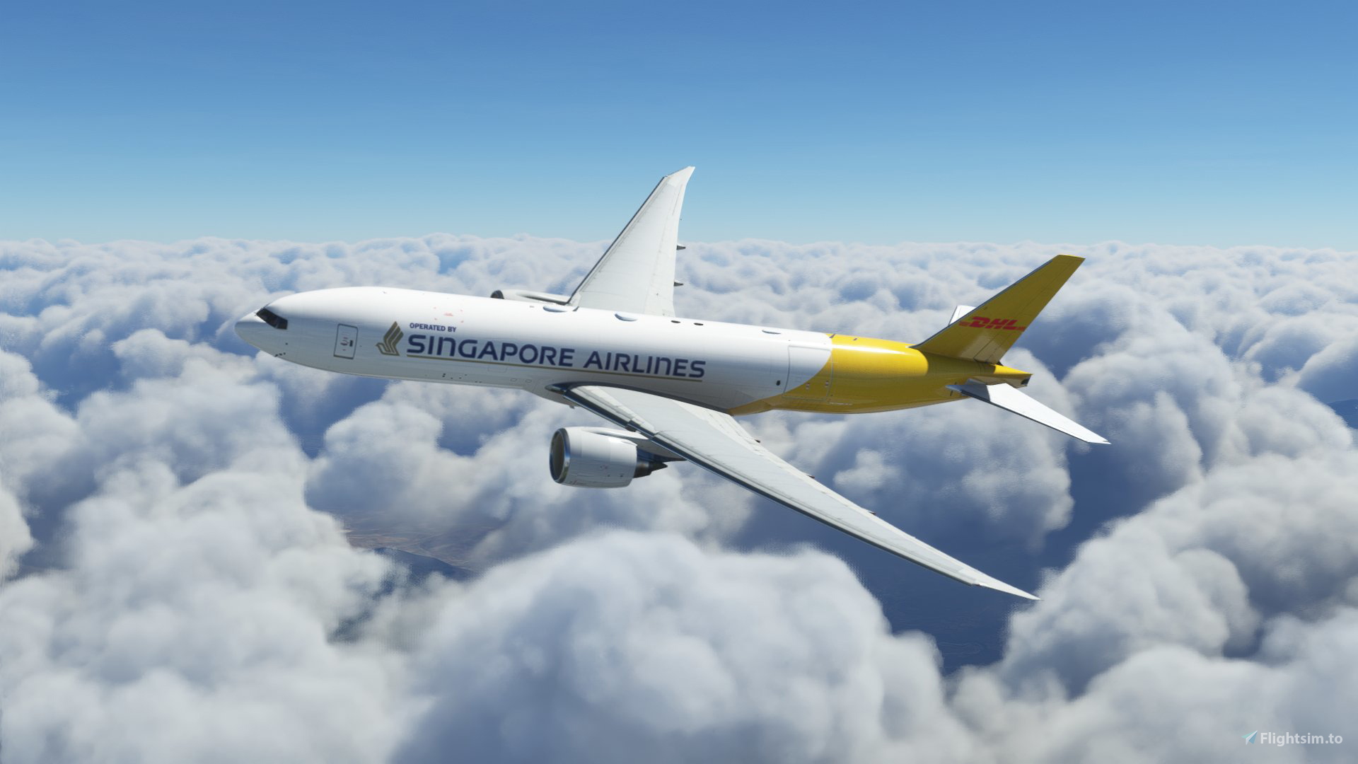CaptainSim B777F Singapore Airlines Cargo (DHL) 9V-DHA for