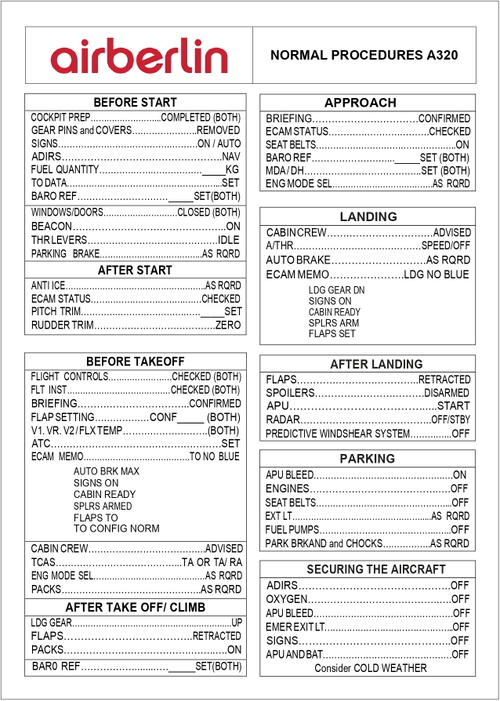 Checklist Air Berlin FENIX A320 Engine CFM56