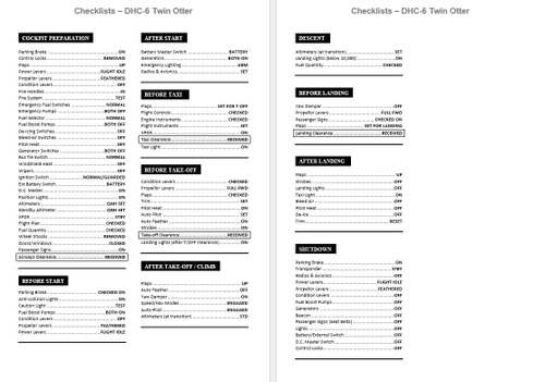 DHC-6 Twin Otter Checklist - Transair v1.0