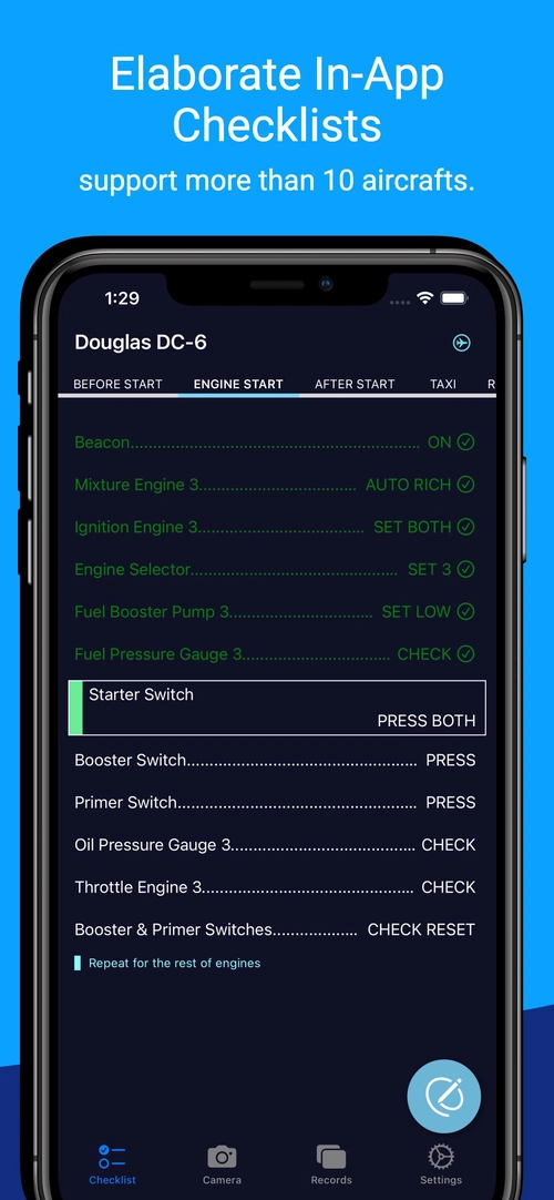 SimFlyPad default checklist template