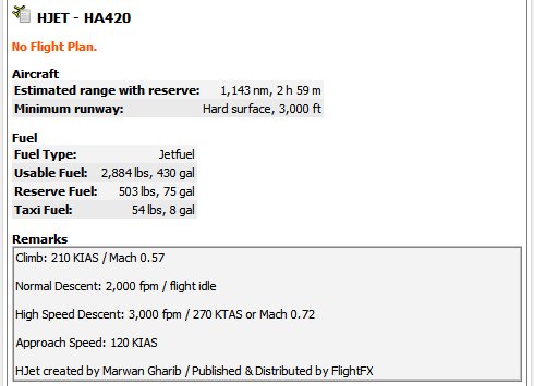 HJet Little Navmap Aircraft Performance Profile