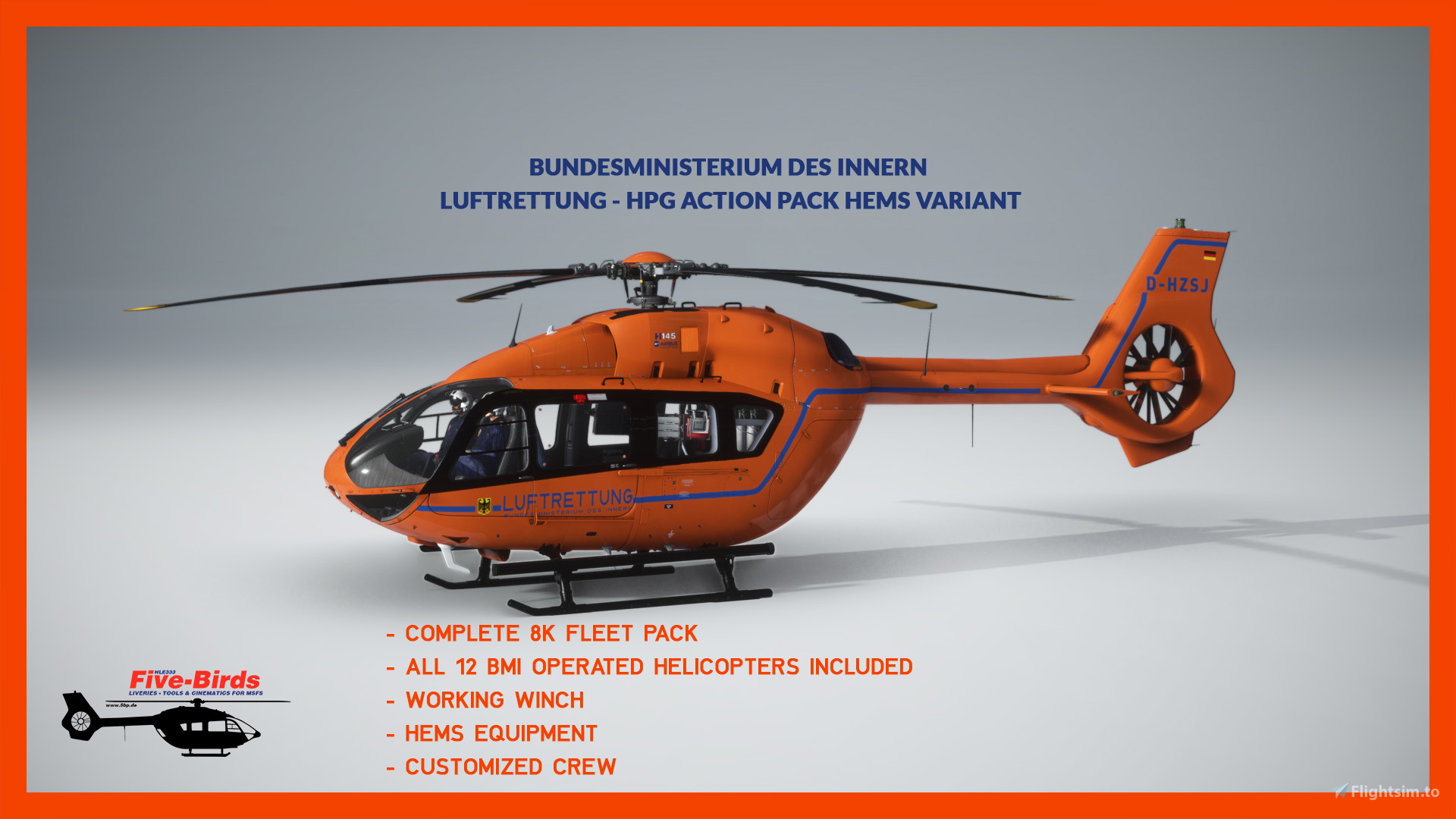 HPG H145 Action Pack Livery - All 12 BMI Luftrettung Helicopters - HEMS Variant - Image 1