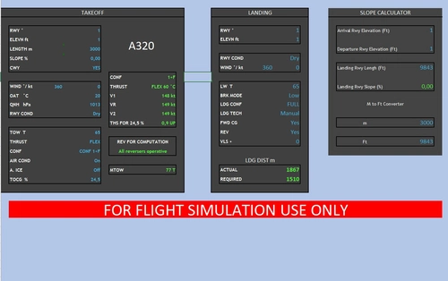 TAKEOFF - LANDING PERFORMANCE CALCULATOR A320