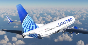 United Airlines "2019 livery" "N24706" PMDG B737-700 Scimitar winglets thumbnail 1