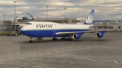 747-8 United Airlines Blue Tulip