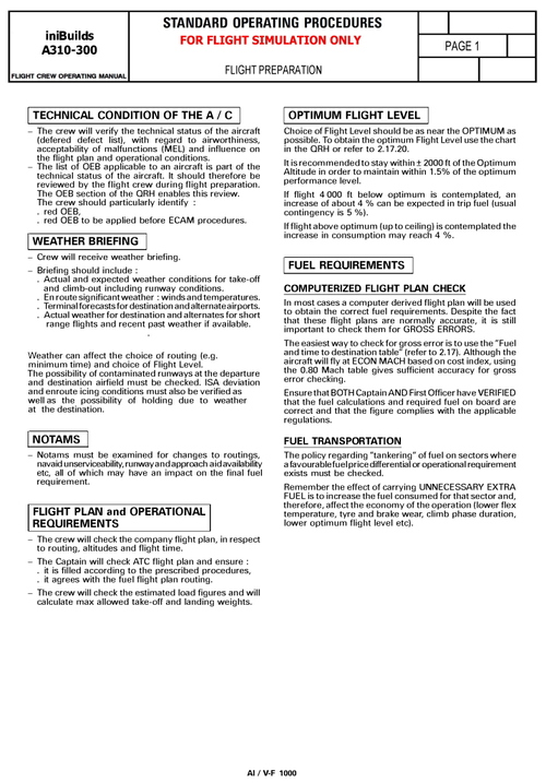 A310-300 Standard FCOM / Checklist