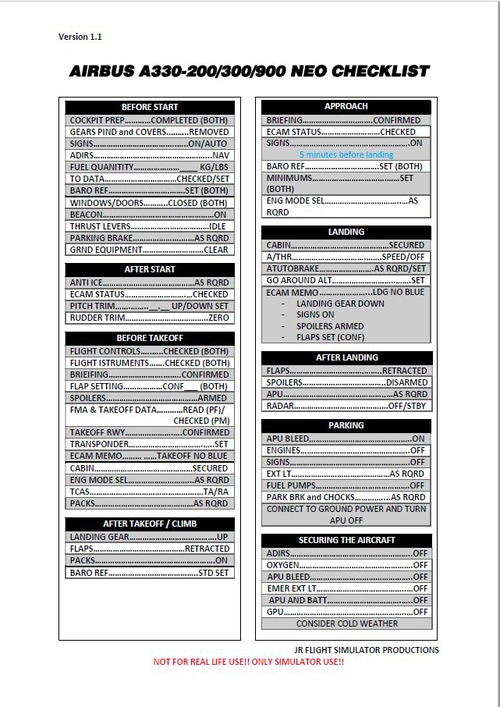 A330 Checklist