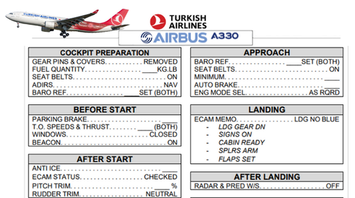 Airbus A330 Checklist - Turkish Airlines 