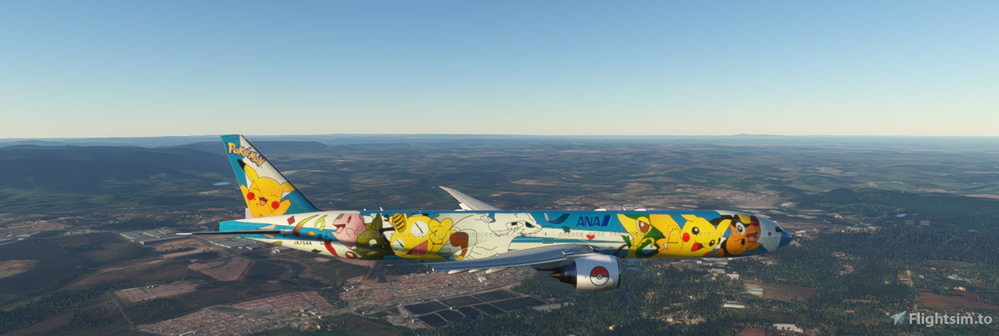 て*ん様 ANA B777-300 JA754A \"Pokemon\" ANA Pokémon BOEING 777-300 PEACE JET JA754A Airplane Model 1/200