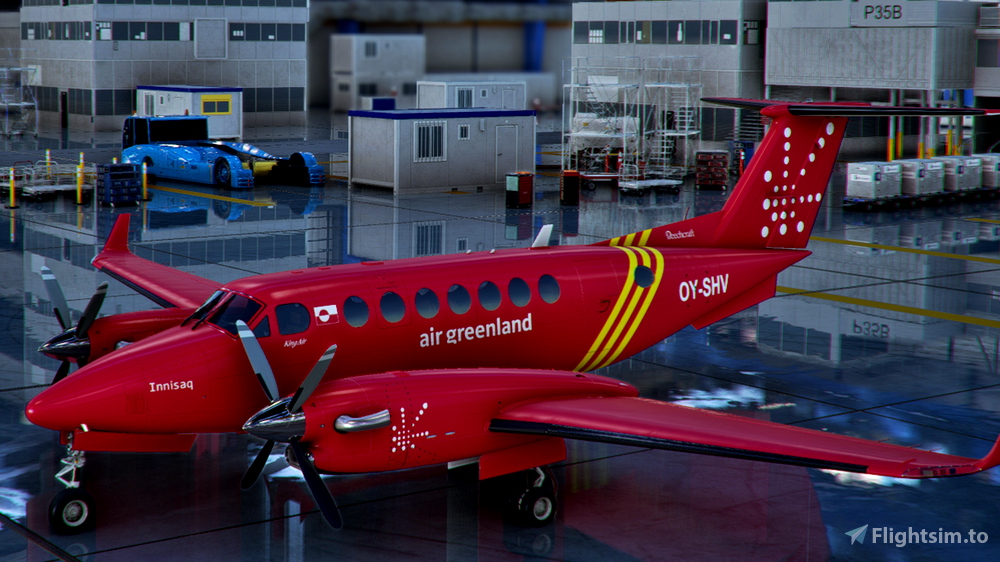 Asobo King Air 350i "OYSHV" Air Greenland a oldalon. Microsoft Flight Simulator MSFS