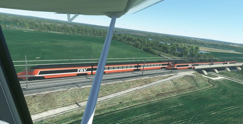 Auxonne Railway Bridge with moving trains